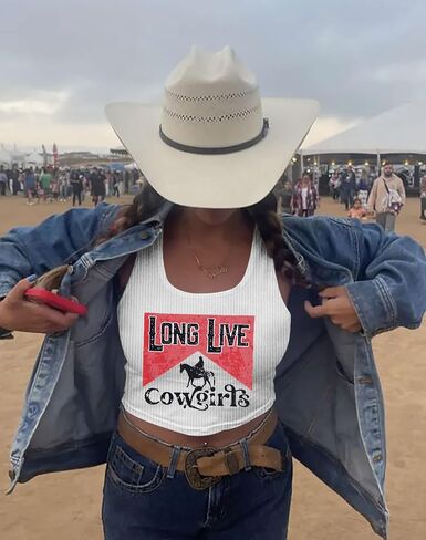 Country Concert Outfits for Women Cowgirl Tank Tops Western Cowboy Crop Tops Summer Cami Sleeveless Shirt in Kuwait