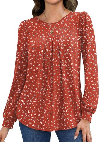 Ivicoer Womens Long Sleeve Shirts Puff Sleeve Pleated Blouses Dressy Casual Tunic Tops in Saudi Arabia