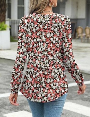 Ivicoer Womens Long Sleeve Shirts Puff Sleeve Pleated Blouses Dressy Casual Tunic Tops in Saudi Arabia