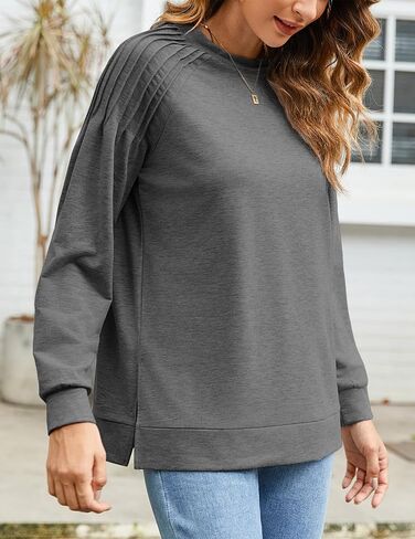 Zeagoo Womens Crewneck Sweatshirt Long Sleeve Tunic Tops Dressy Casual Fall 2024 Fashion Trendy Pleated Shirts Loose Fit in Saudi Arabia