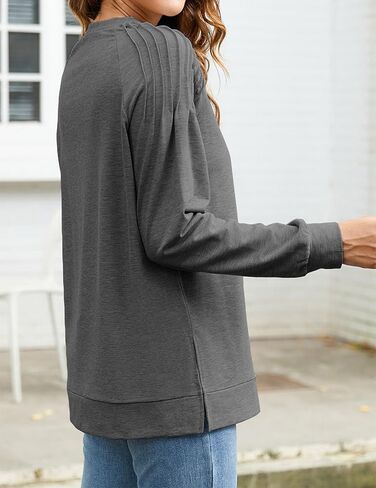Zeagoo Womens Crewneck Sweatshirt Long Sleeve Tunic Tops Dressy Casual Fall 2024 Fashion Trendy Pleated Shirts Loose Fit in Saudi Arabia