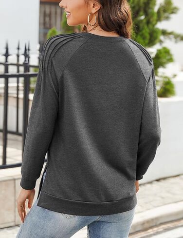 Zeagoo Womens Crewneck Sweatshirt Long Sleeve Tunic Tops Dressy Casual Fall 2024 Fashion Trendy Pleated Shirts Loose Fit in Saudi Arabia