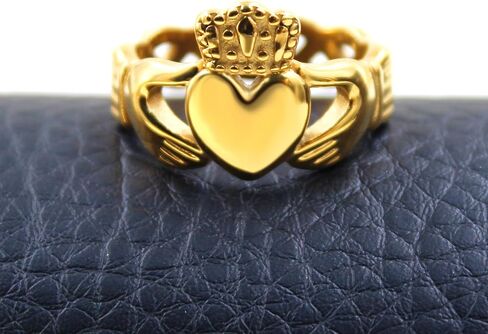Uloveido Gold Plated Hand Heart Irish Claddagh Ring Love Loyalty Celtic Knot Rings Stainless Steel Wedding Bands in Saudi Arabia