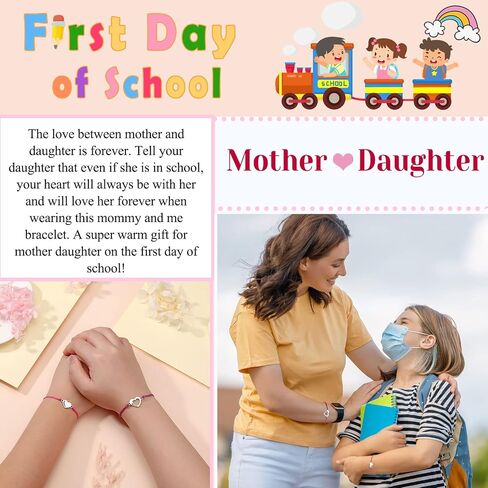 UNGENT THEM Matching Heart Mother Daughter Bracelets Back to School Bracelet First Day of School Gift in Saudi Arabia