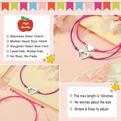 UNGENT THEM Matching Heart Mother Daughter Bracelets Back to School Bracelet First Day of School Gift in Saudi Arabia
