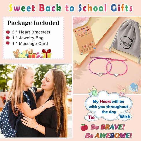 UNGENT THEM Matching Heart Mother Daughter Bracelets Back to School Bracelet First Day of School Gift in Saudi Arabia