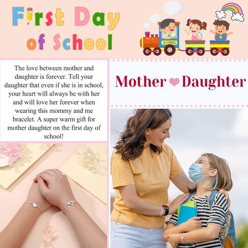 UNGENT THEM Matching Heart Mother Daughter Bracelets Back to School Bracelet First Day of School Gift in Saudi Arabia