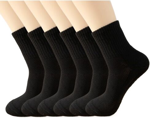 Men Athletic Socks Cushioned Running Socks Womens Padded Low Cut Ankle Mid Crew Moisture Wicking Socks 6 Pairs in Saudi Arabia