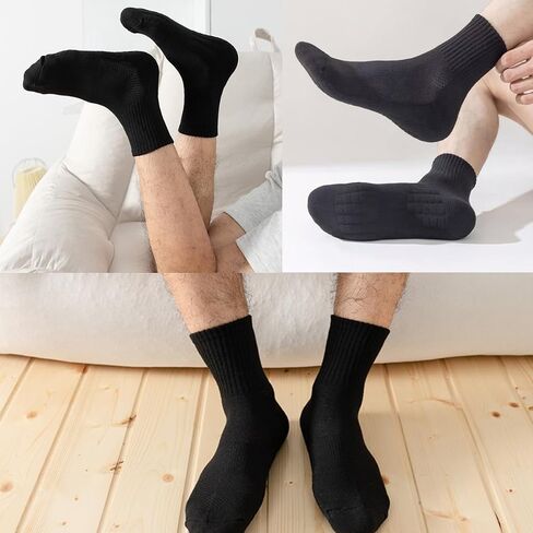 Men Athletic Socks Cushioned Running Socks Womens Padded Low Cut Ankle Mid Crew Moisture Wicking Socks 6 Pairs in Saudi Arabia
