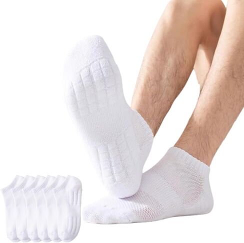 Men Athletic Socks Cushioned Running Socks Womens Padded Low Cut Ankle Mid Crew Moisture Wicking Socks 6 Pairs in Saudi Arabia