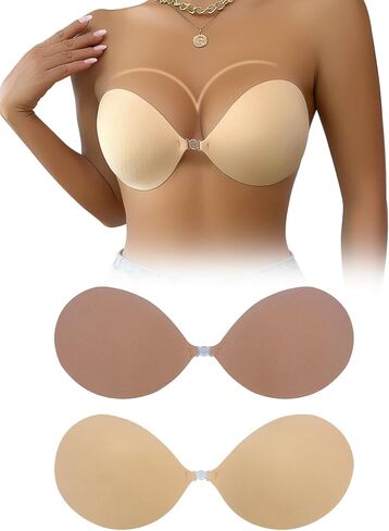 Adhesive Bra, Breast Lift Strapless Backless Silicone Bra Nippless Covers Push Up Self Invisible Sticky Bra for Women - M in Kuwait