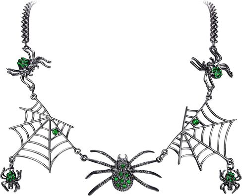 EVER FAITH Halloween Party Costume Jewelry Austrian Crystal Gothic Tarantula Spider Web Collar Necklace Cosplay Accessories for Women in Saudi Arabia