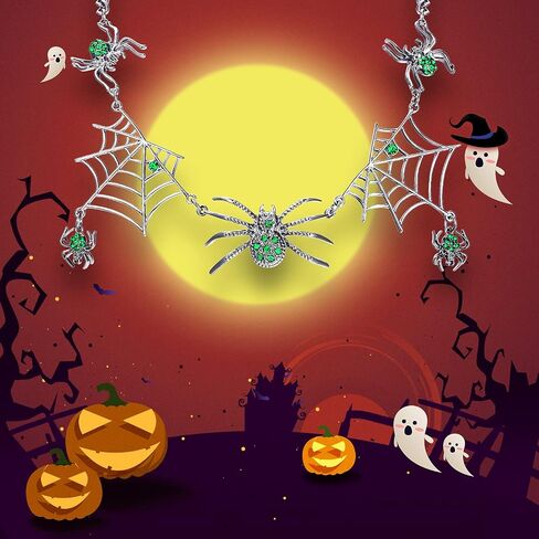 EVER FAITH Halloween Party Costume Jewelry Austrian Crystal Gothic Tarantula Spider Web Collar Necklace Cosplay Accessories for Women in Saudi Arabia