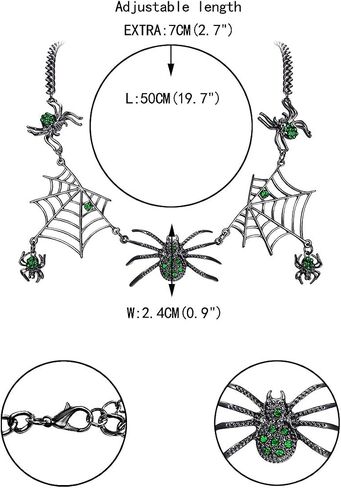 EVER FAITH Halloween Party Costume Jewelry Austrian Crystal Gothic Tarantula Spider Web Collar Necklace Cosplay Accessories for Women in Saudi Arabia