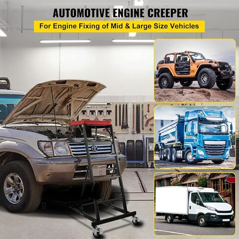 VEVOR Top Automotive Creeper, Engine Creeper with Adjustable Height 45.7" to 66.3", 400 LBS Capacity High Creeper, 4 Swivel Caster Wheels, Heavy Duty Foldable Creeper for Auto Repair and Maintenance in Saudi Arabia
