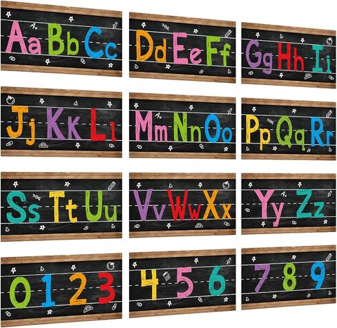 12 Pieces Alphabet Bulletin Board Strips Set Alphabet and Number Poster ABC Letters Line Banner Classroom Decorations for Pre School Kindergarten Children Kids Including Numbers 0-9 in Saudi Arabia