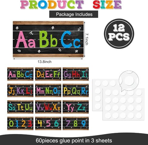 12 Pieces Alphabet Bulletin Board Strips Set Alphabet and Number Poster ABC Letters Line Banner Classroom Decorations for Pre School Kindergarten Children Kids Including Numbers 0-9 in Saudi Arabia