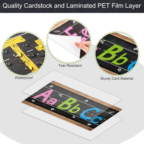 12 Pieces Alphabet Bulletin Board Strips Set Alphabet and Number Poster ABC Letters Line Banner Classroom Decorations for Pre School Kindergarten Children Kids Including Numbers 0-9 in Saudi Arabia