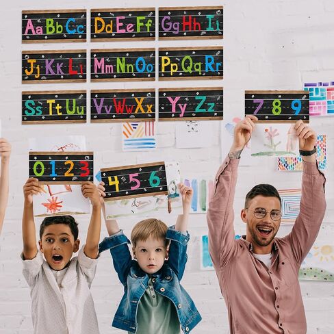 12 Pieces Alphabet Bulletin Board Strips Set Alphabet and Number Poster ABC Letters Line Banner Classroom Decorations for Pre School Kindergarten Children Kids Including Numbers 0-9 in Saudi Arabia