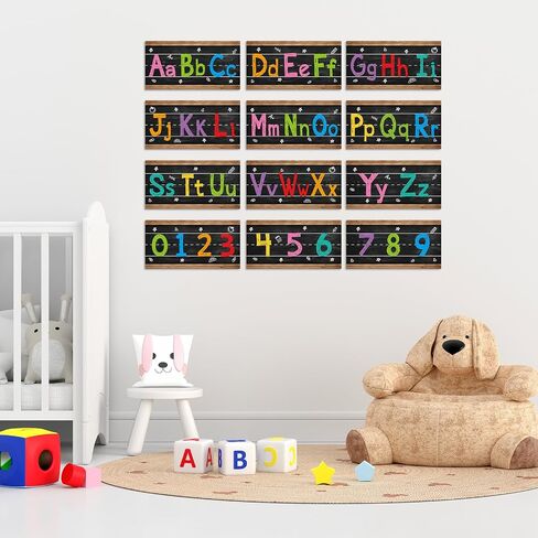 12 Pieces Alphabet Bulletin Board Strips Set Alphabet and Number Poster ABC Letters Line Banner Classroom Decorations for Pre School Kindergarten Children Kids Including Numbers 0-9 in Saudi Arabia