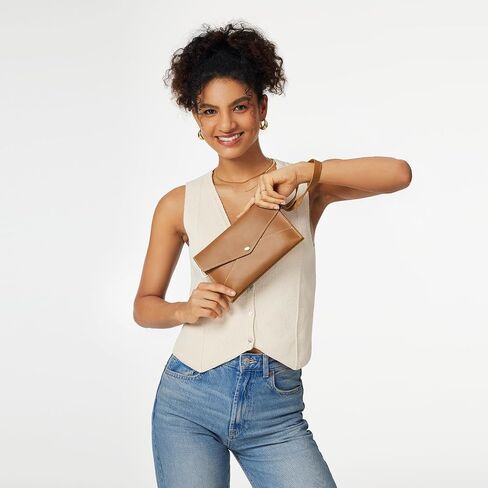 S-ZONE Leather Envelope Convertible Crossbody Bags for Women Wristlet Clutch Purses Small Shoulder Handbag with 2 straps in Saudi Arabia