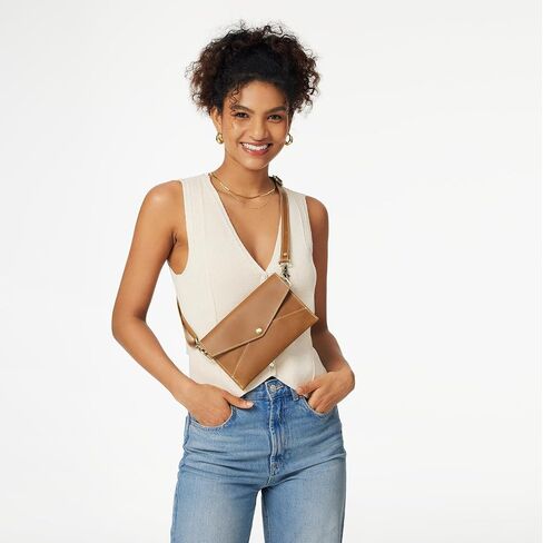S-ZONE Leather Envelope Convertible Crossbody Bags for Women Wristlet Clutch Purses Small Shoulder Handbag with 2 straps in Saudi Arabia
