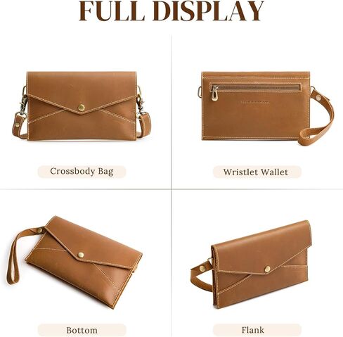 S-ZONE Leather Envelope Convertible Crossbody Bags for Women Wristlet Clutch Purses Small Shoulder Handbag with 2 straps in Saudi Arabia