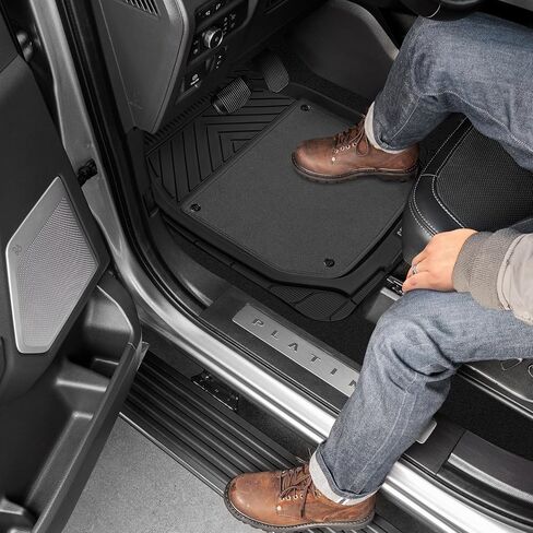 Cat Detachable Deep Dish Car Floor Mats for Auto Rubber w/ Removable Carpet Liner - Easy-Clean Automotive Floor Liners Heavy Duty All Weather Set, Black in Saudi Arabia