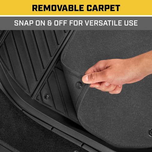 Cat Detachable Deep Dish Car Floor Mats for Auto Rubber w/ Removable Carpet Liner - Easy-Clean Automotive Floor Liners Heavy Duty All Weather Set, Black in Saudi Arabia