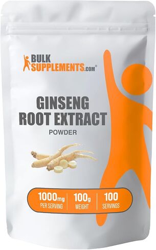 BULKSUPPLEMENTS.COM مسحوق مستخلص جذور الجينسنغ - مكمل الجينسنغ، مكملات الجينسنغ العشبية، باناكس الجينسنغ - نباتي وخالي من الغلوتين، 1000 ملغ من مستخلص الجينسنغ لكل وجبة، 100 جرام (3.5 أونصة) in Kuwait