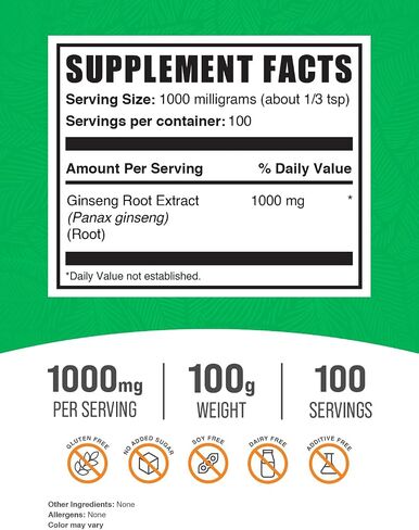 BULKSUPPLEMENTS.COM مسحوق مستخلص جذور الجينسنغ - مكمل الجينسنغ، مكملات الجينسنغ العشبية، باناكس الجينسنغ - نباتي وخالي من الغلوتين، 1000 ملغ من مستخلص الجينسنغ لكل وجبة، 100 جرام (3.5 أونصة) in Kuwait