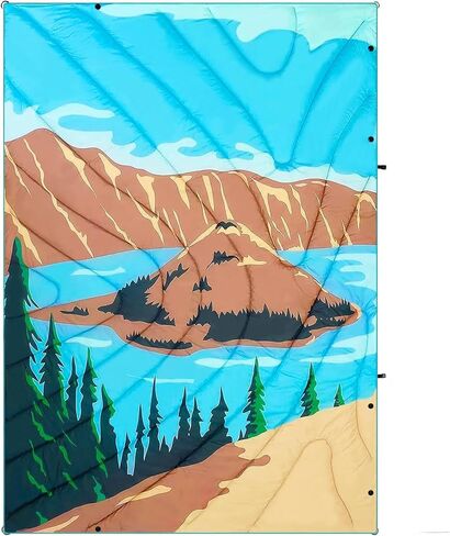 Camping Blanket, Puffy Waterproof Travel Blanket, Warm Cozy Picnic Blanket, for Outdoors, Travel, and Mountain.(Mountain, 78" x 56") in Kuwait