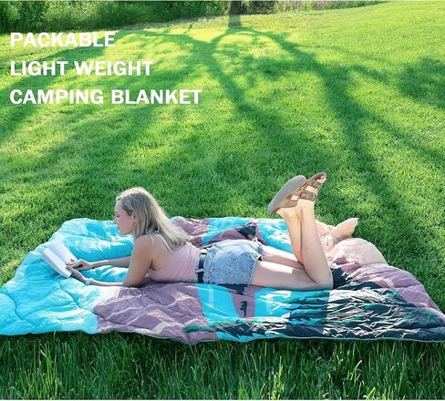 Camping Blanket, Puffy Waterproof Travel Blanket, Warm Cozy Picnic Blanket, for Outdoors, Travel, and Mountain.(Mountain, 78" x 56") in Kuwait
