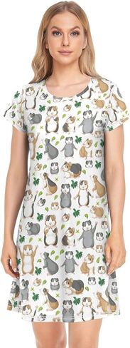 Easter Women's Nightgown Printed Sleepshirts Short Sleeve Sleepwear Pajama Dress Comfy Nightshirt in Kuwait