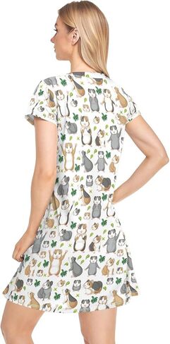Easter Women's Nightgown Printed Sleepshirts Short Sleeve Sleepwear Pajama Dress Comfy Nightshirt in Kuwait
