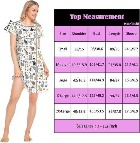 Easter Women's Nightgown Printed Sleepshirts Short Sleeve Sleepwear Pajama Dress Comfy Nightshirt in Kuwait
