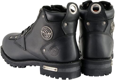 Milwaukee Leather MBM103 Men's Black Leather Lace-Up Motorcycle Boots w/Dual Side Zipper Entry - 10.5 in Saudi Arabia