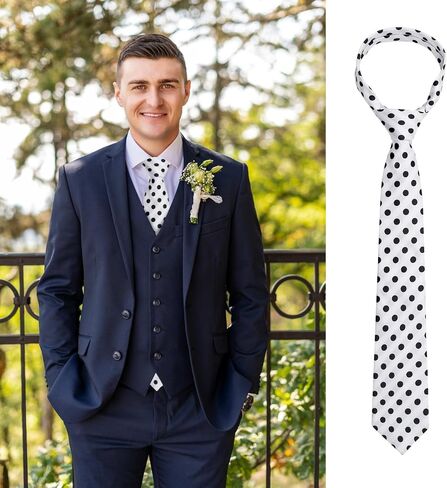Mens Tie Polka Dot Ties for Men, Silk Mens Ties and Pocket Square Set Formal Neckties Wedding Business in Saudi Arabia