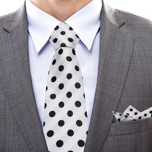 Mens Tie Polka Dot Ties for Men, Silk Mens Ties and Pocket Square Set Formal Neckties Wedding Business in Saudi Arabia