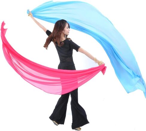 98in x 47in 100% Chiffon Hand Scarf Belly Dance Scarf Throwing Chiffon Hand Scarf Belly Dance Costume Outfit Scarf in Kuwait