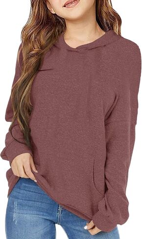PRETTODAY Girls Casual Lightweight Hoodies Long Sleeve Sweatshirts Loose Pullover Tops with Pocket in Saudi Arabia