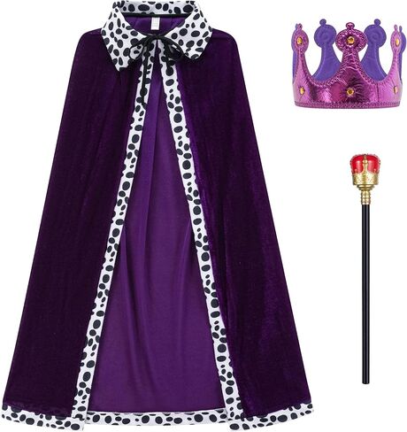 GZ-LAOPAITOU King Costume for Kids Cloak Crown Scepter Set Boys Prince Cape Halloween Cosplay Birthday Party Dress Up in Saudi Arabia