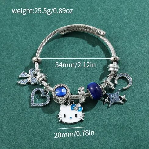 Hello Jewelry Bracelet Charms Braclet, Kawaii Pink Kitty Bangle Women Matching Accessories, for Teen Graduation Birthday Gifts Stuff in Saudi Arabia