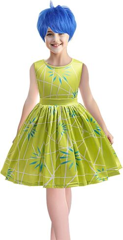 keaiyouhuo Girls Joy Princess Dress Costume Kids Cosplay Dress up Halloween Birthday Christmas Outfits with Wig in Saudi Arabia