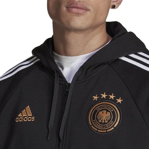 هودي Adidas Germany DNA بسحاب كامل للرجال (أسود/أبيض، متوسط) in Saudi Arabia