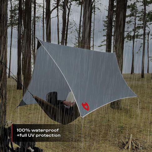 Rain Fly 10x10 Lightweight Survival Camping Tarp; 100% Waterproof; Makes a Great Backpacking Tarp or Hammock Shelter; Comes in Multiple Colors, Survival Bracelet Included; Grey in Kuwait