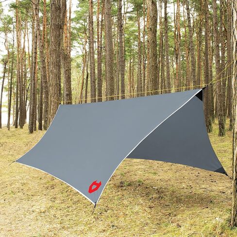 Rain Fly 10x10 Lightweight Survival Camping Tarp; 100% Waterproof; Makes a Great Backpacking Tarp or Hammock Shelter; Comes in Multiple Colors, Survival Bracelet Included; Grey in Kuwait