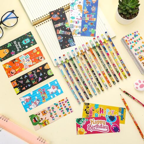 240 Pcs Birthday Gifts for Students120 Happy Birthday Bookmarks 120 Birthday Pencils for Students Teachers School Class Reward Gifts in Saudi Arabia
