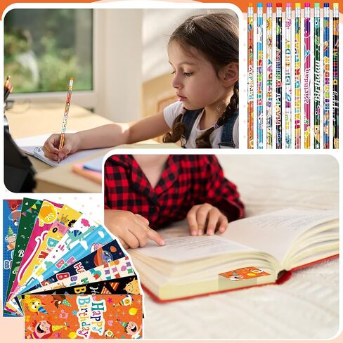 240 Pcs Birthday Gifts for Students120 Happy Birthday Bookmarks 120 Birthday Pencils for Students Teachers School Class Reward Gifts in Saudi Arabia