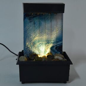 Indoor Relaxation Tabletop Fountain Waterfall Function, Indoor Zen Meditation Desktop Fountain Rocks Decorated with with LED Lights and Irregular Stone for Home Office Decoration, Gifts